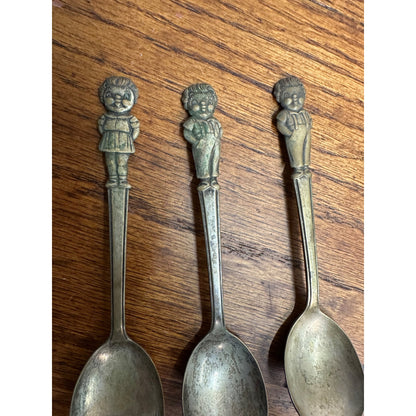 Vintage Campbell's Soup Kid Boy & Girl Spoons Lot (3) International Silver IS 6"