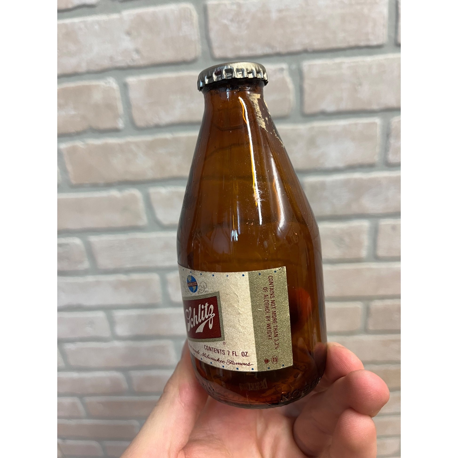 Vintage 1970s Schlitz Milwaukee Beer Glass 7oz Stubby Shorty Bottle