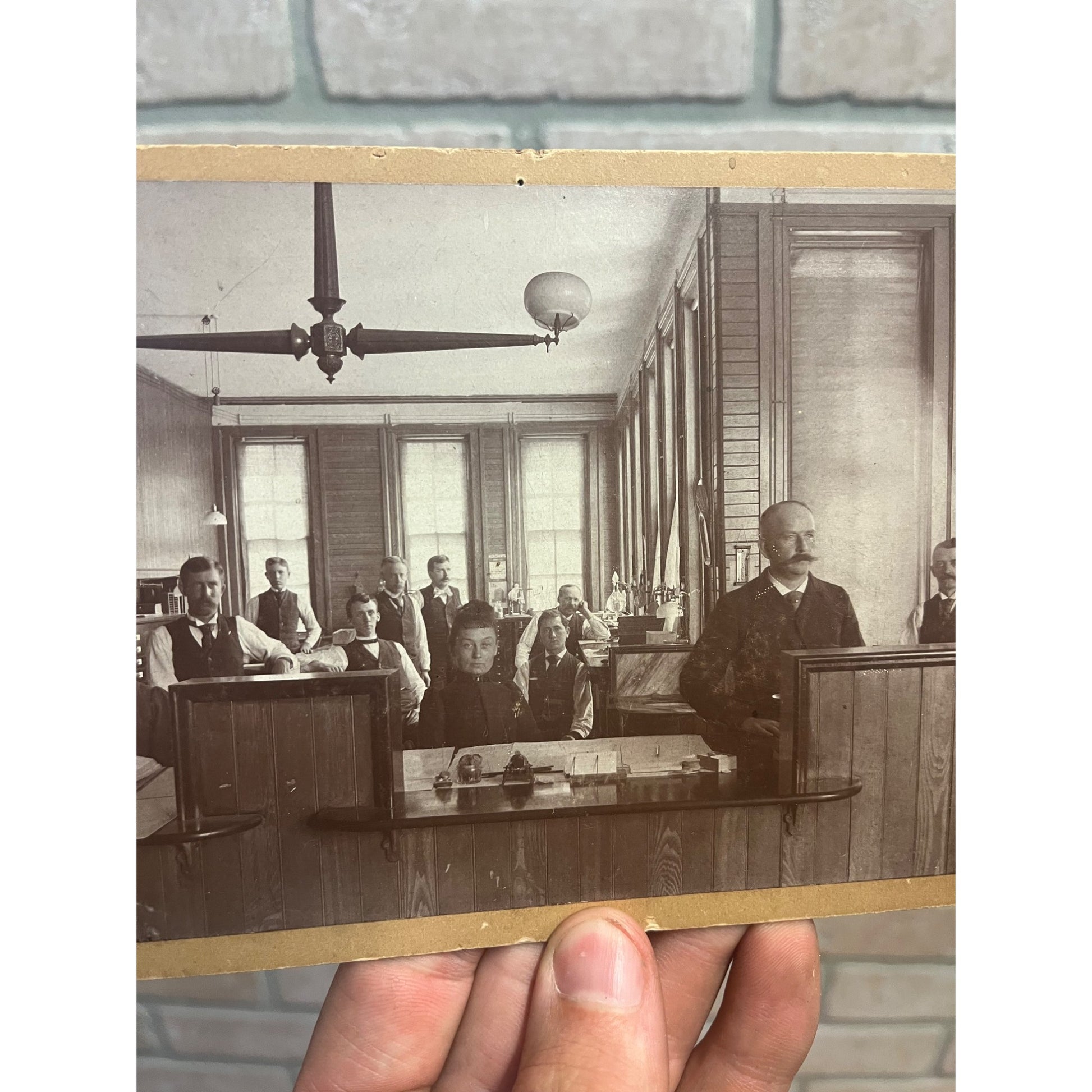 Rare Antique Cabinet Real Photo Interior Bank Building - Wisconsin?