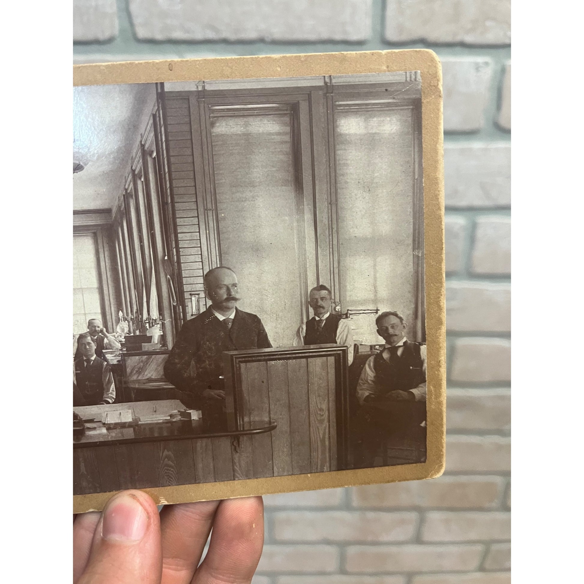 Rare Antique Cabinet Real Photo Interior Bank Building - Wisconsin?