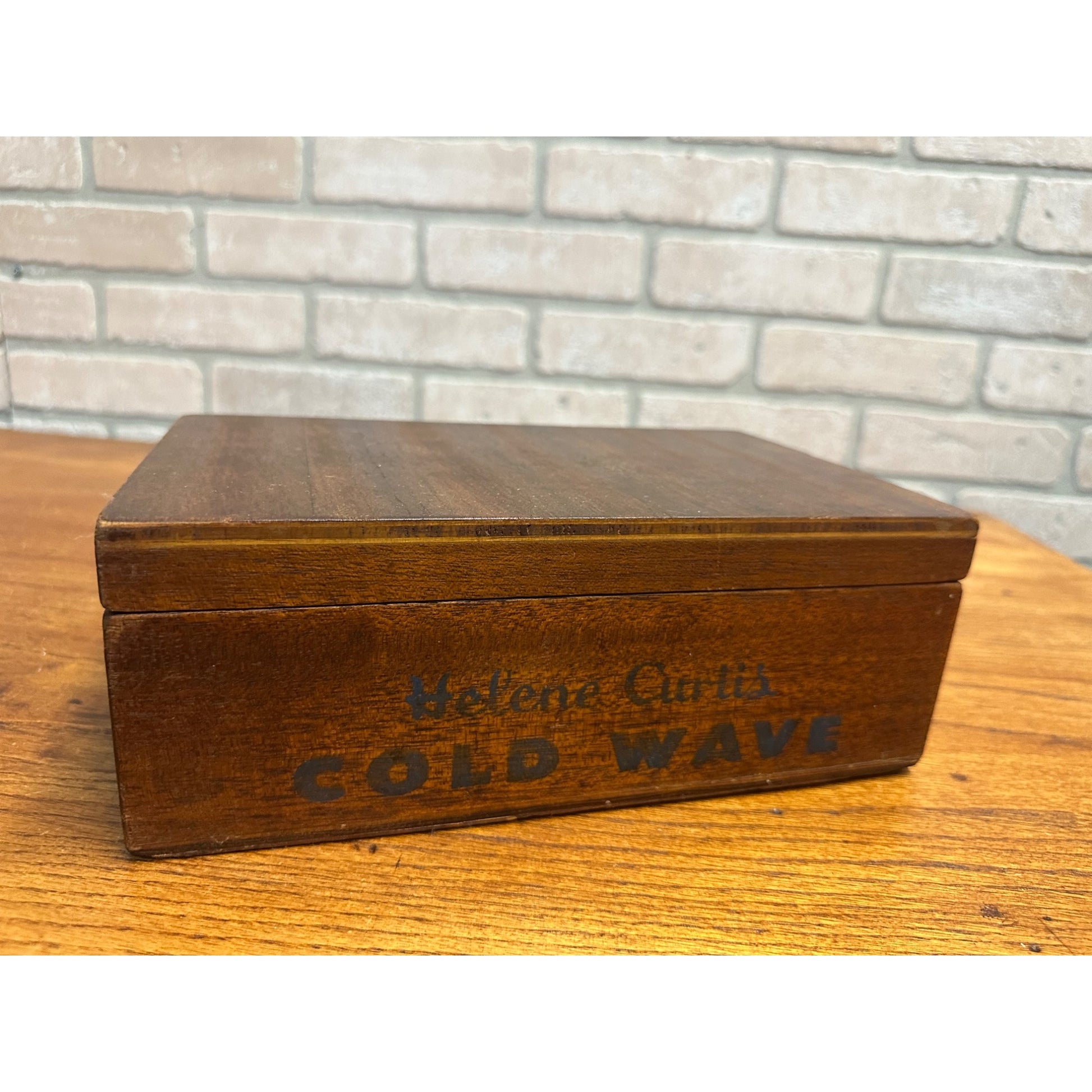 Vintage 1950s Helene Curtis Hair Roller Curler Cold Wave Divided Wood Box W/Lid