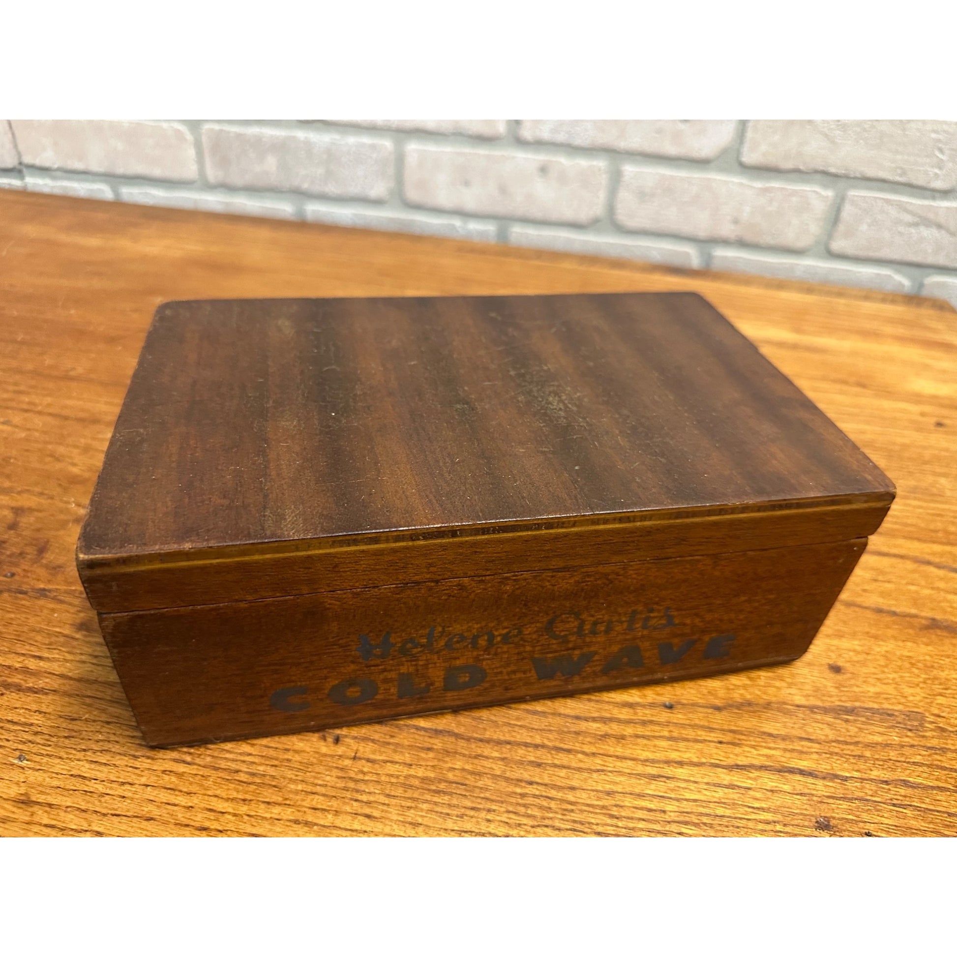 Vintage 1950s Helene Curtis Hair Roller Curler Cold Wave Divided Wood Box W/Lid