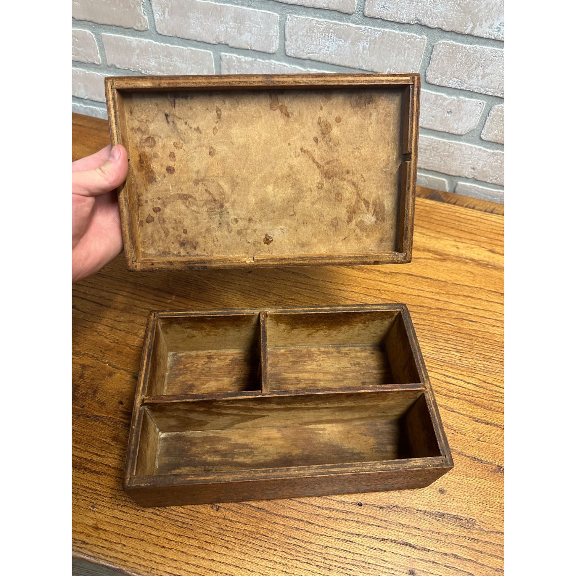 Vintage 1950s Helene Curtis Hair Roller Curler Cold Wave Divided Wood Box W/Lid