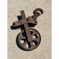 Antique Cast Iron Pulley Hook Block Barn Hay Trolley Hoist Wheel Primitive Farm
