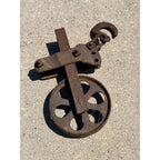 Antique Cast Iron Pulley Hook Block Barn Hay Trolley Hoist Wheel Primitive Farm