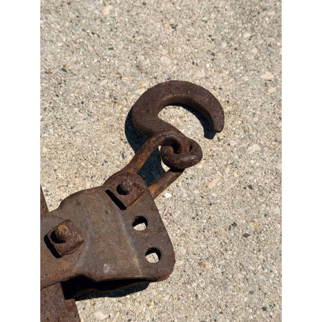 Antique Cast Iron Pulley Hook Block Barn Hay Trolley Hoist Wheel Primitive Farm