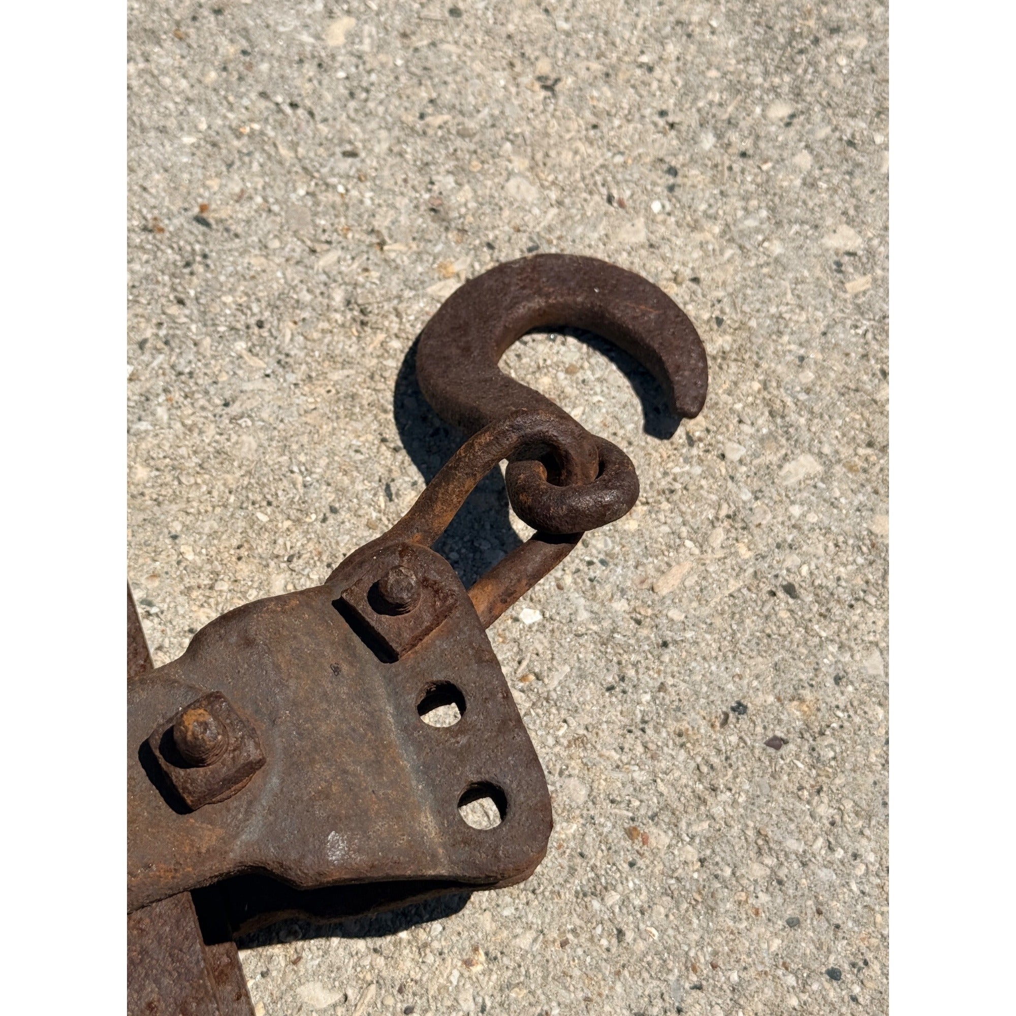 Antique Cast Iron Pulley Hook Block Barn Hay Trolley Hoist Wheel Primitive Farm