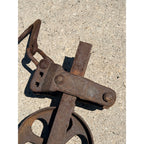 Antique Cast Iron Pulley Hook Block Barn Hay Trolley Hoist Wheel Primitive Farm