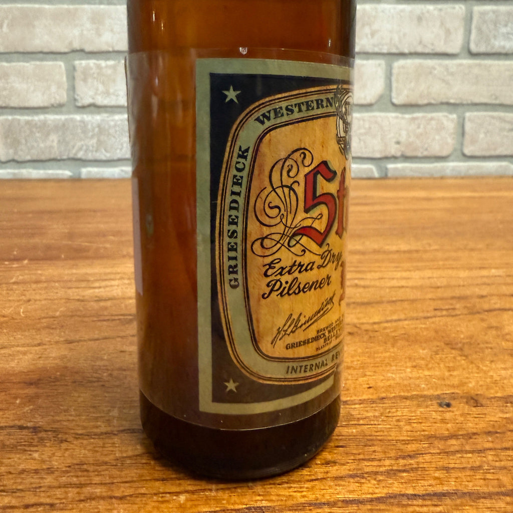 Vintage Stag Beer IRTP Paper Label Bottle 12oz Griesdieck Belleville ILL. 1930s