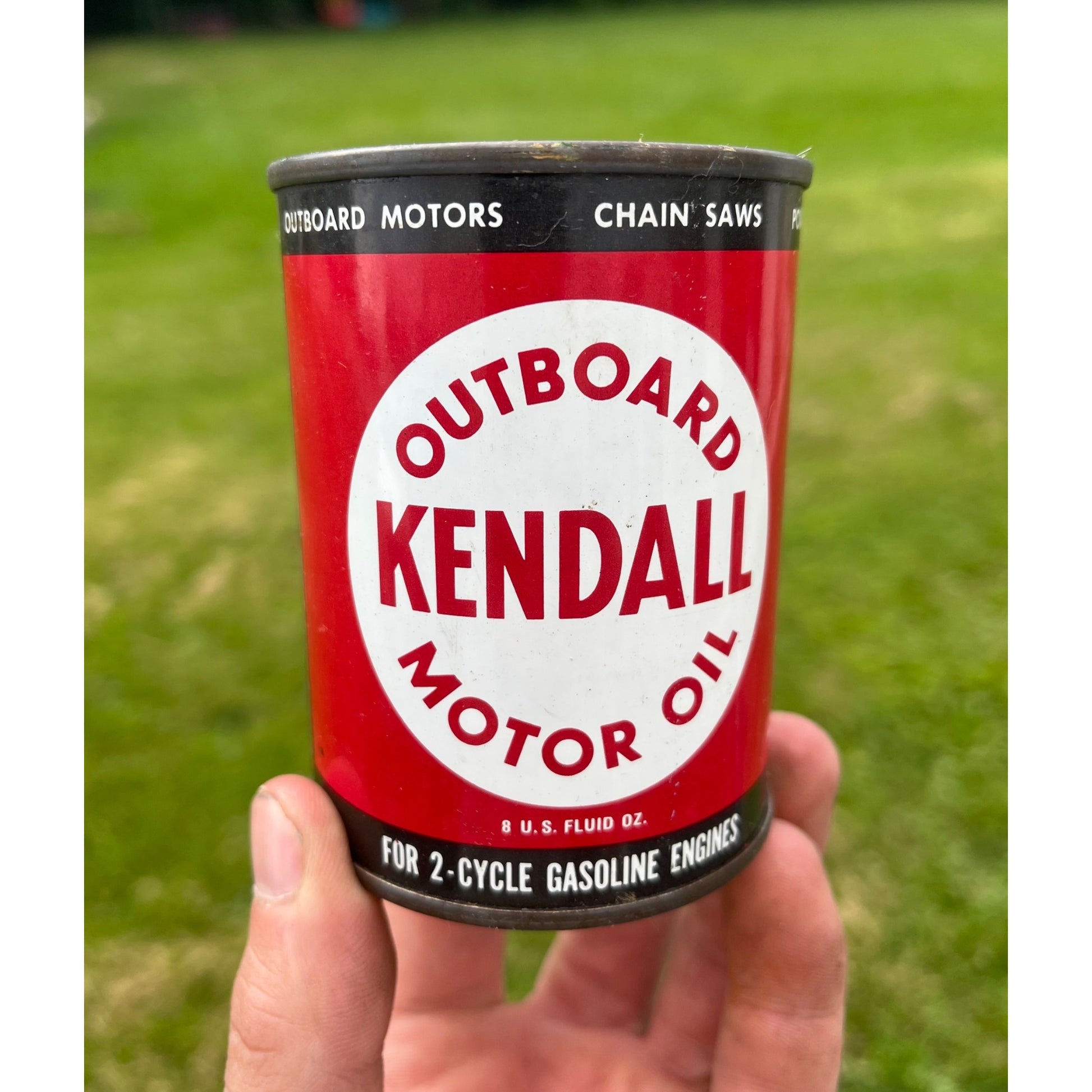 Vintage Kendall Motor Oil Outboard Can 8opz EMPTY Metal Tin 2-Cycle
