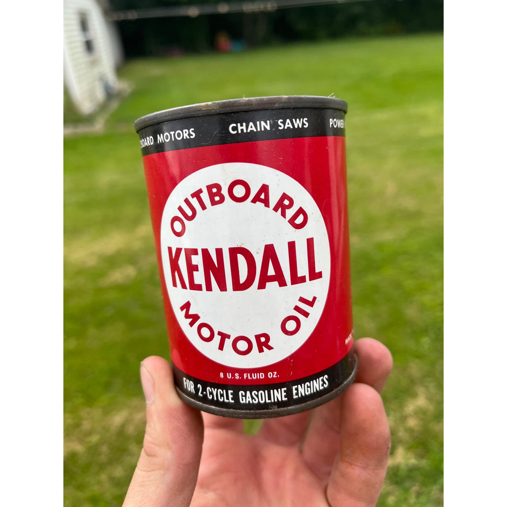 Vintage Kendall Motor Oil Outboard Can 8opz EMPTY Metal Tin 2-Cycle