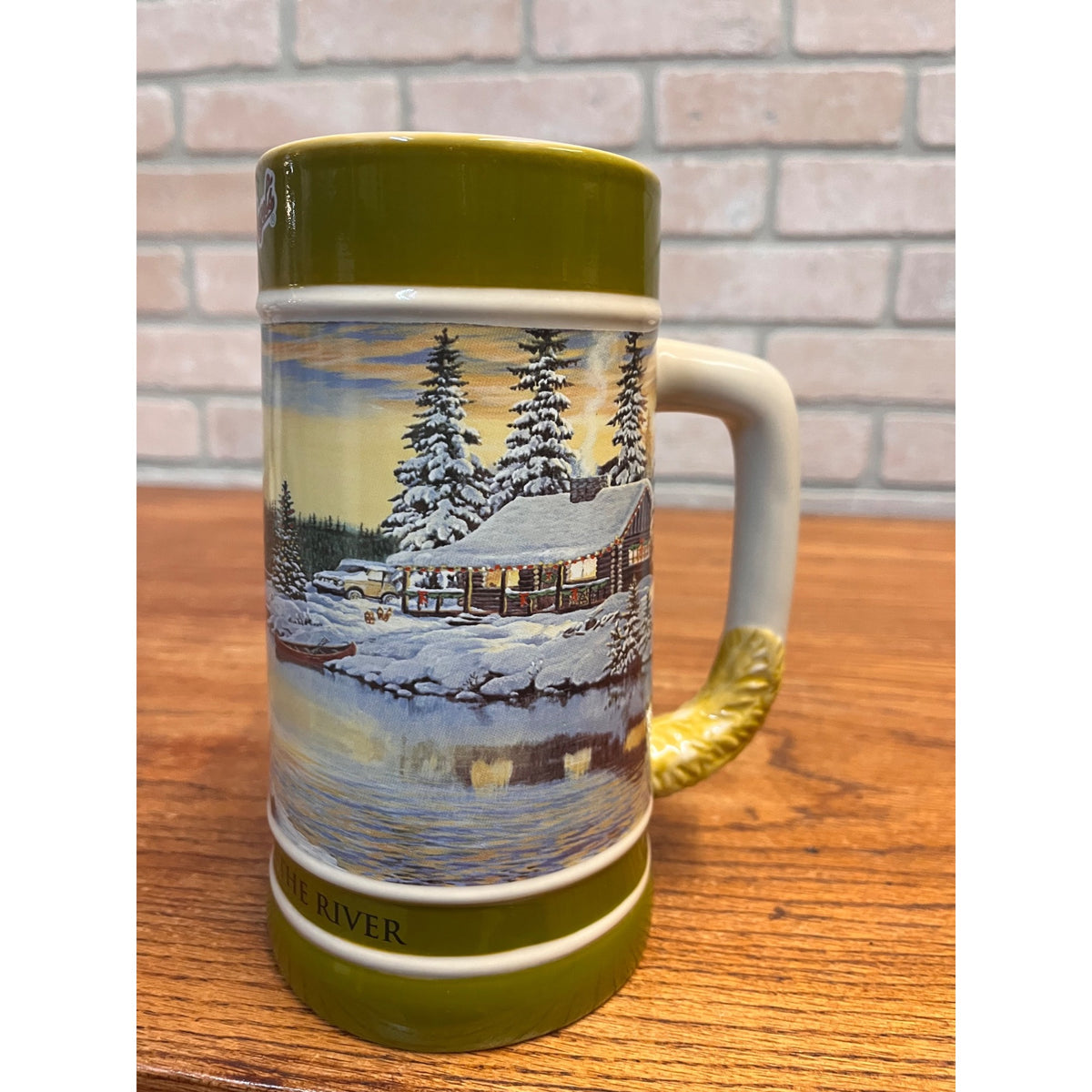 Vintage Leinenkugel's Beer Ceramic Stein Cabin On The River 2011 Holiday Edition Chippewa Falls, WI