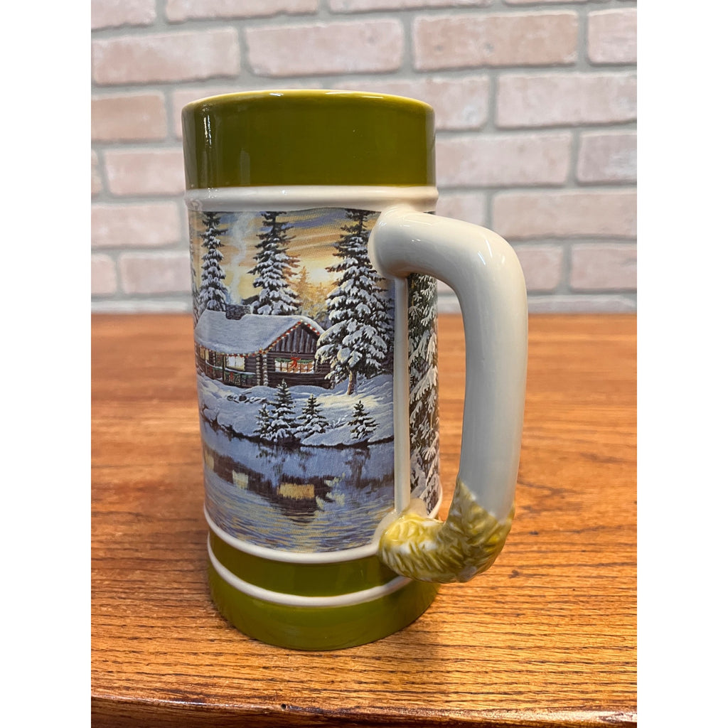 Vintage Leinenkugel's Beer Ceramic Stein Cabin On The River 2011 Holiday Edition Chippewa Falls, WI