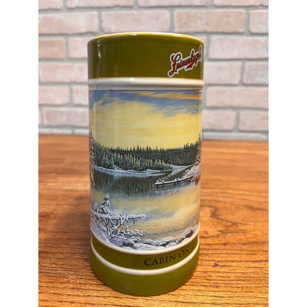 Vintage Leinenkugel's Beer Ceramic Stein Cabin On The River 2011 Holiday Edition Chippewa Falls, WI