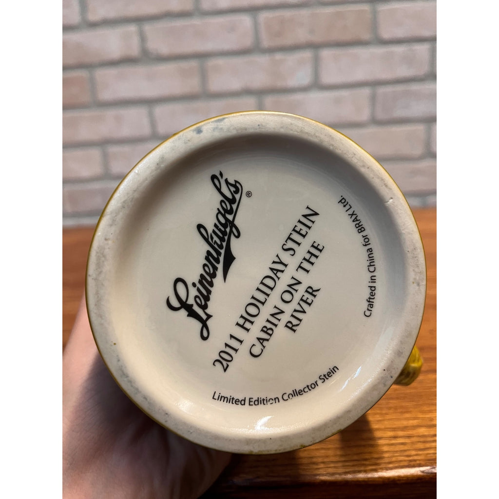 Vintage Leinenkugel's Beer Ceramic Stein Cabin On The River 2011 Holiday Edition Chippewa Falls, WI