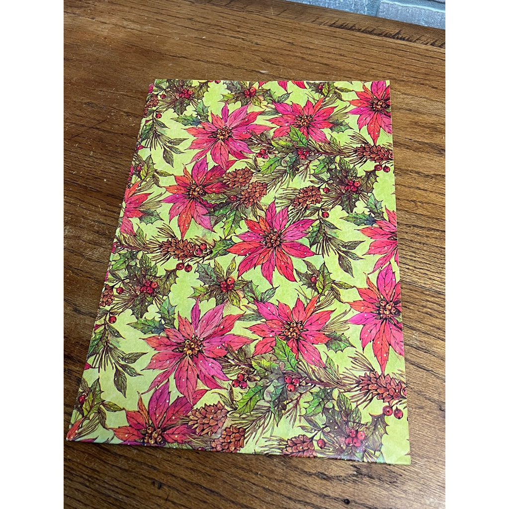 Vintage 1950s Christmas Wrapping Paper Single Sheet Gift Wrap - Poinsettias
