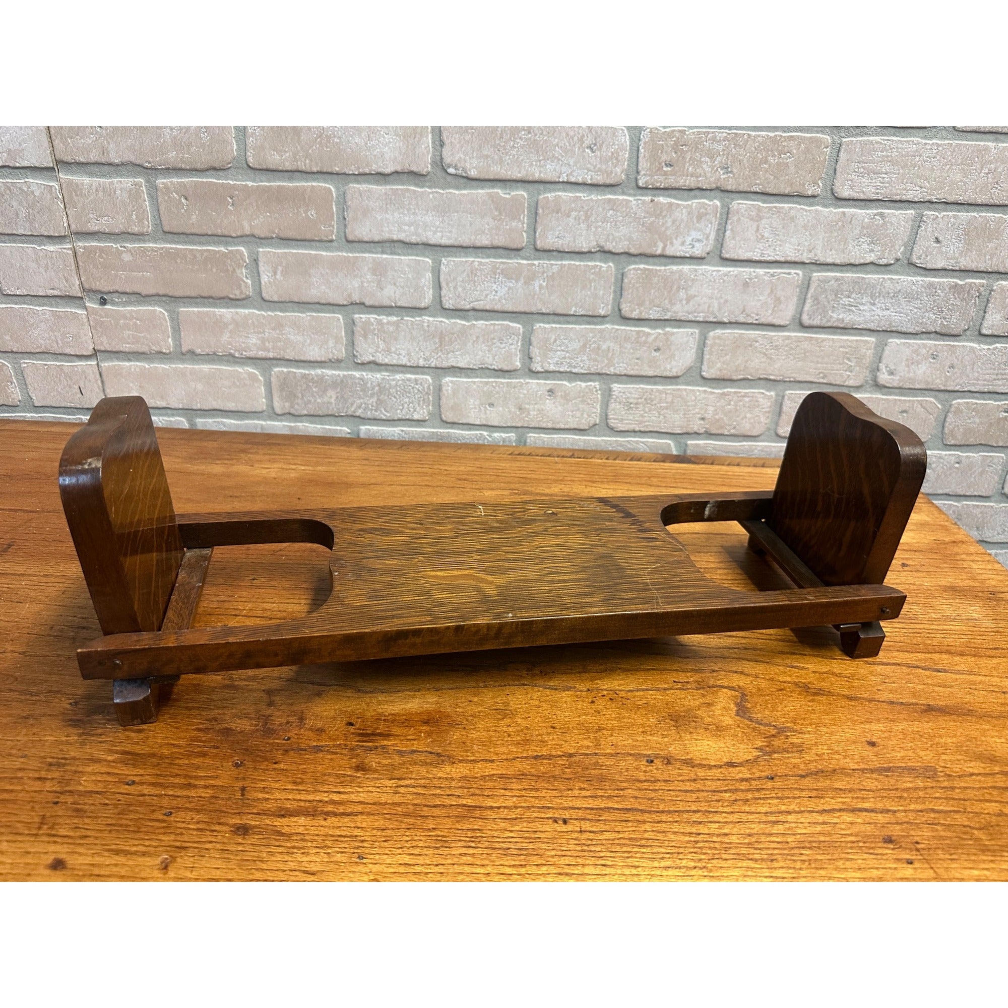 Antique Arts & Crafts Wood Folding Book Holder Rack Mission Style