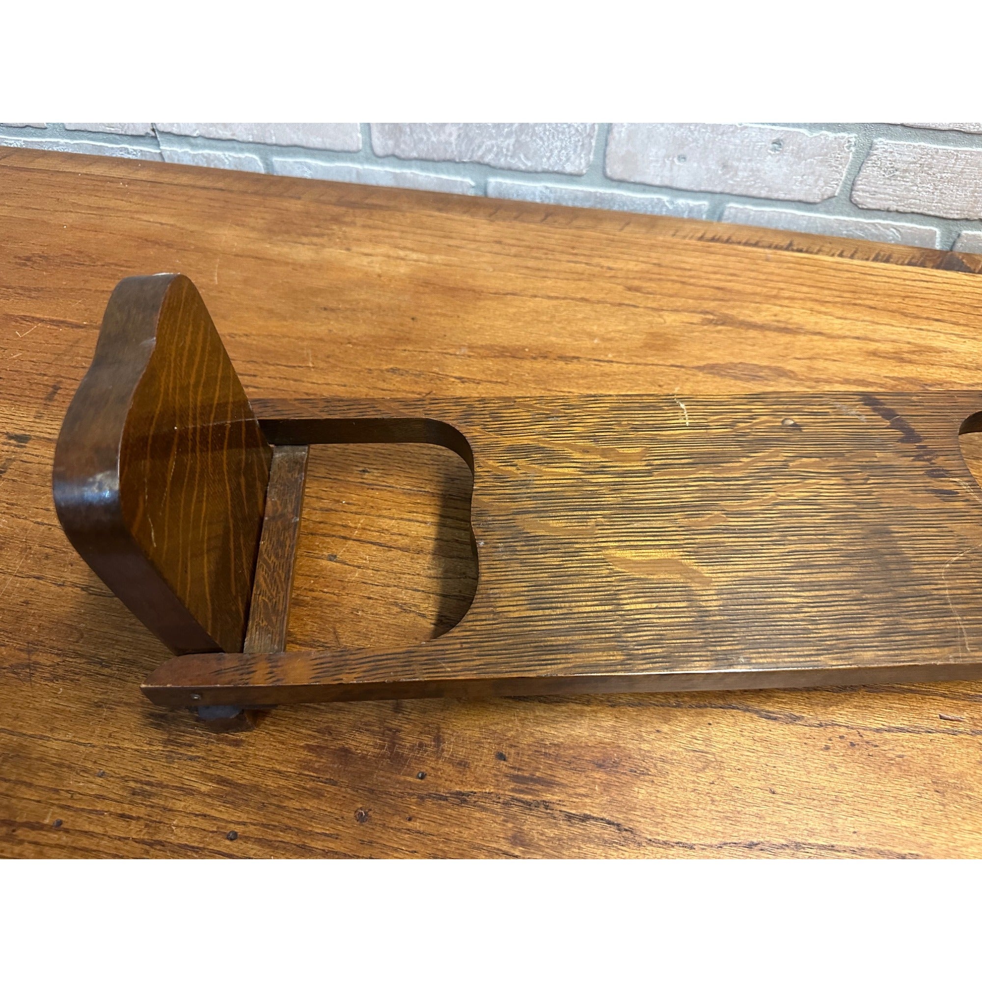 Antique Arts & Crafts Wood Folding Book Holder Rack Mission Style