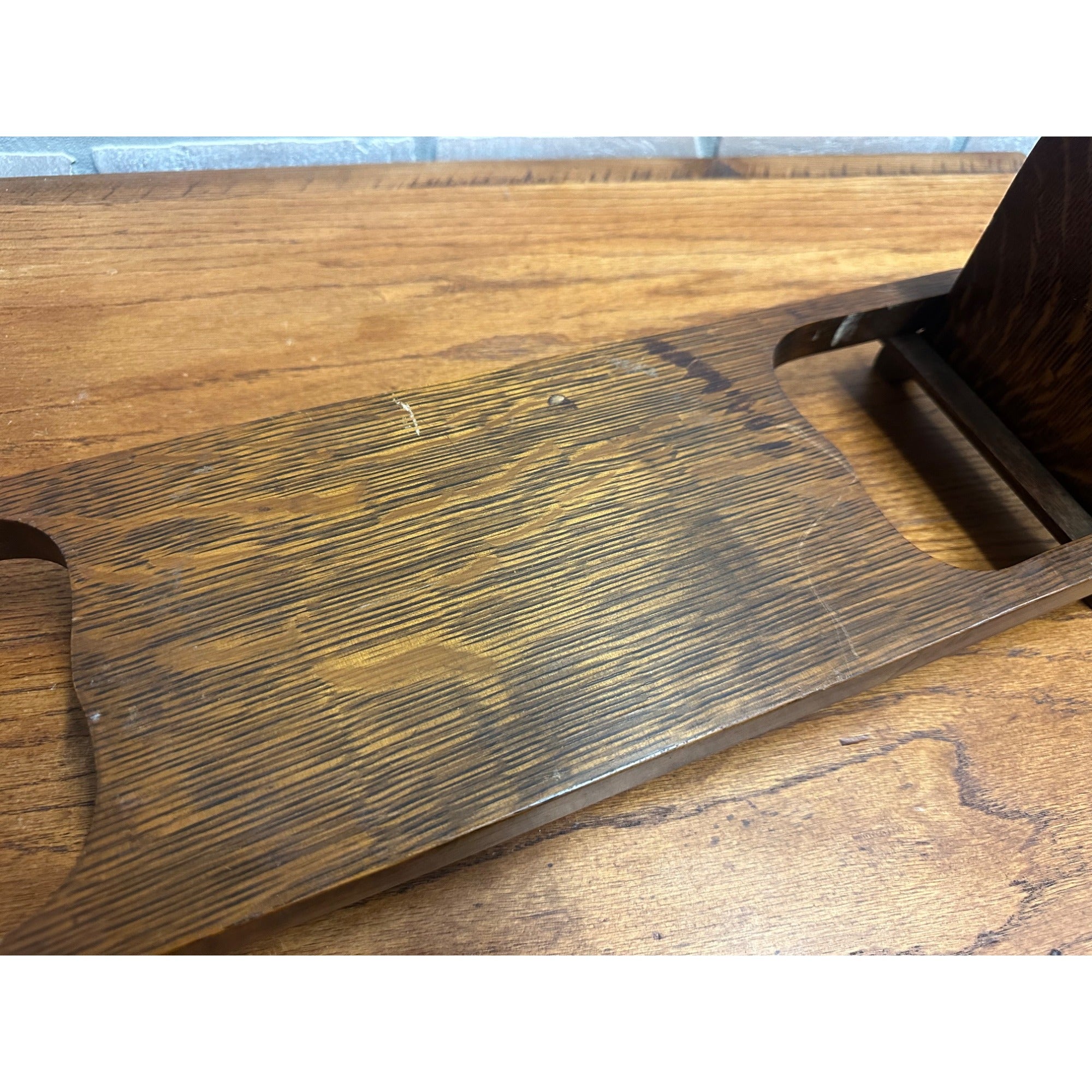 Antique Arts & Crafts Wood Folding Book Holder Rack Mission Style