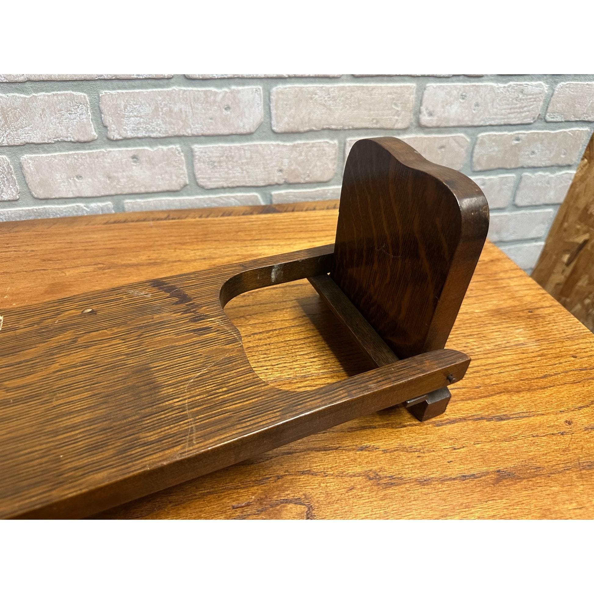 Antique Arts & Crafts Wood Folding Book Holder Rack Mission Style