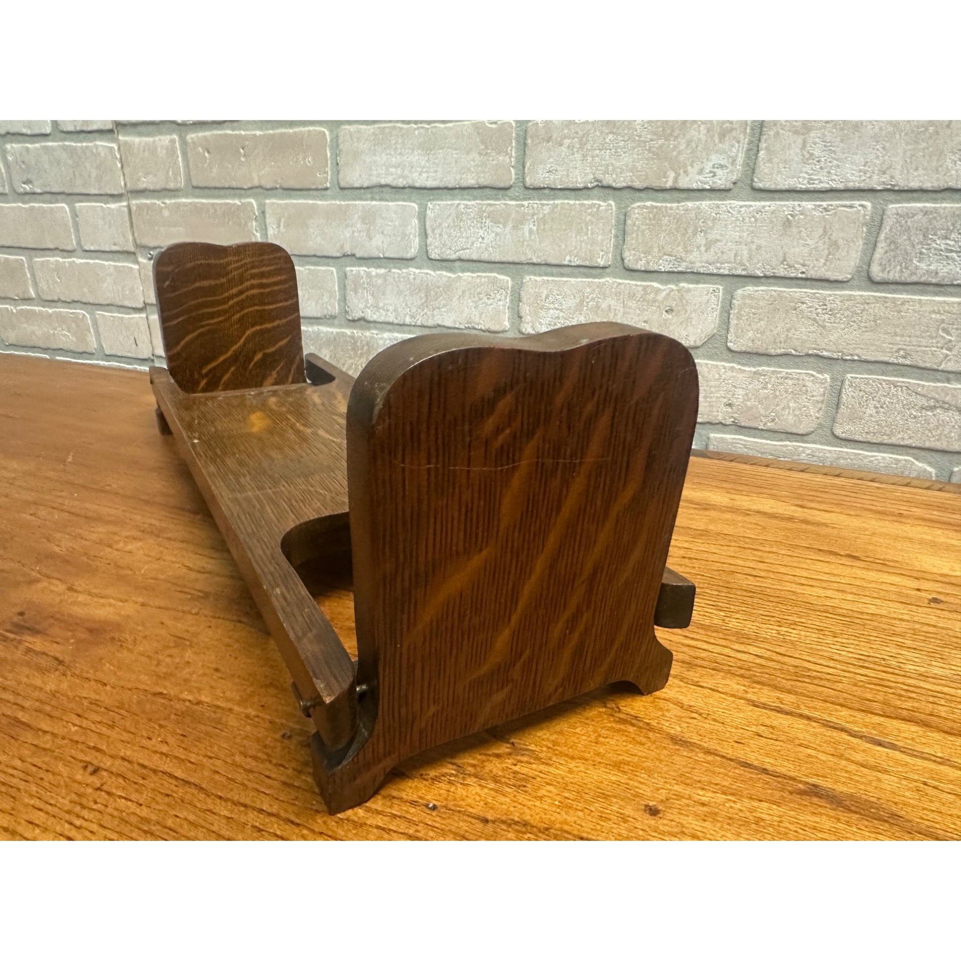 Antique Arts & Crafts Wood Folding Book Holder Rack Mission Style