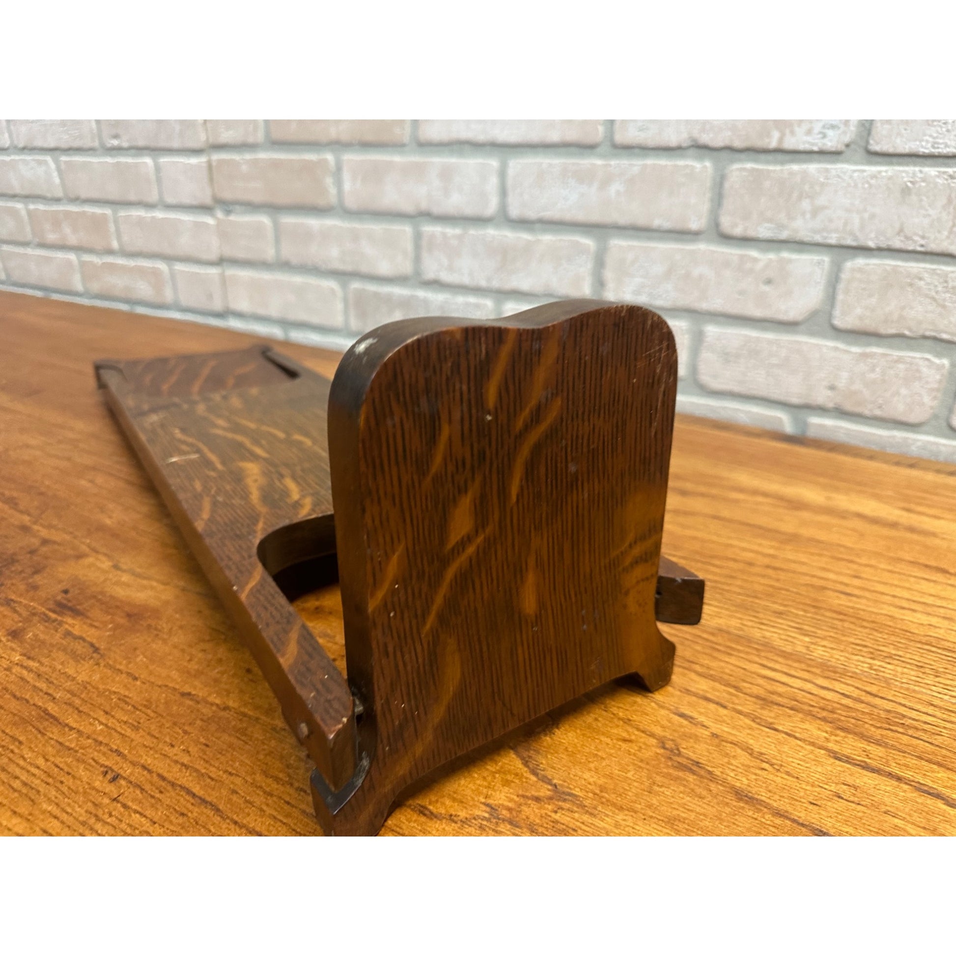 Antique Arts & Crafts Wood Folding Book Holder Rack Mission Style