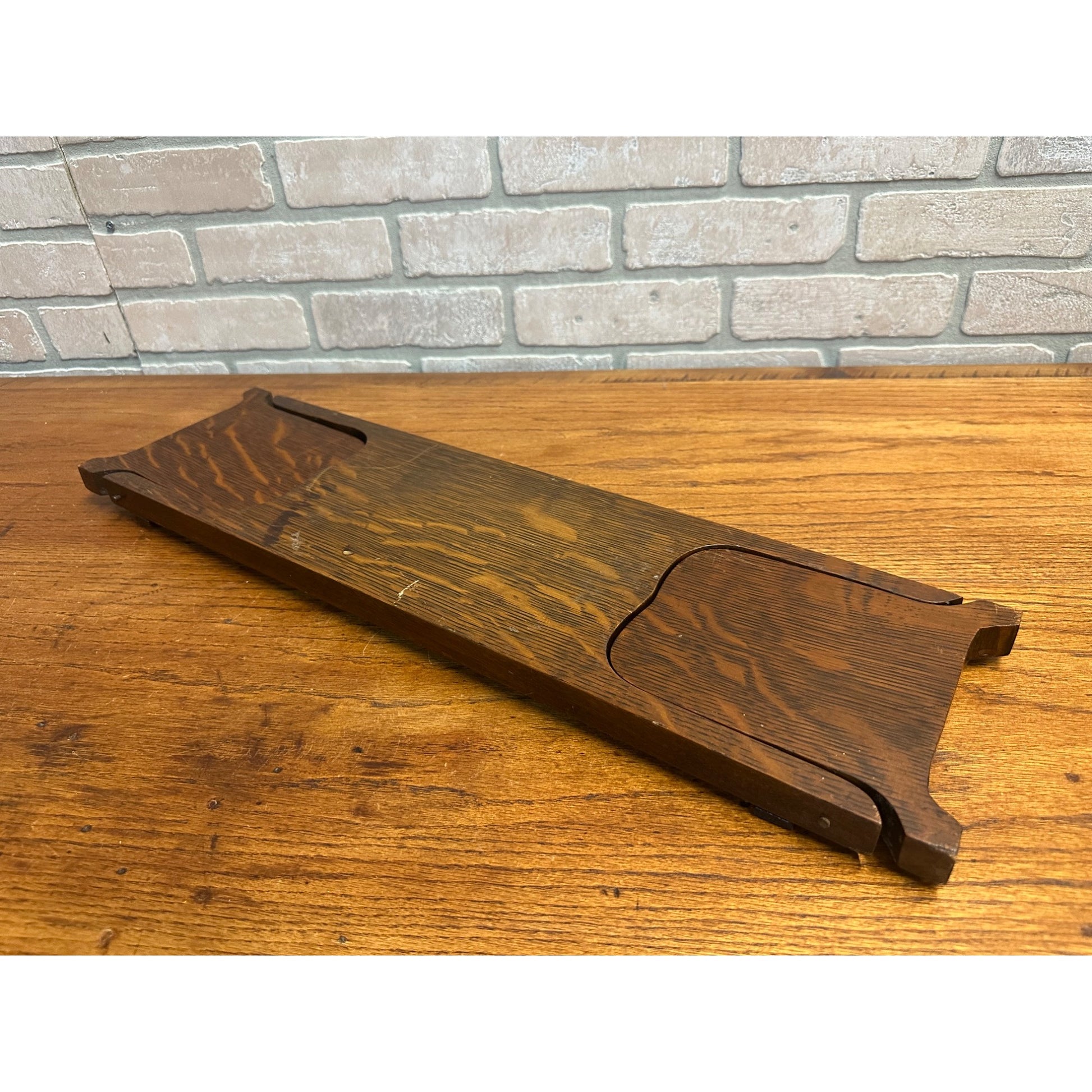 Antique Arts & Crafts Wood Folding Book Holder Rack Mission Style