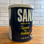 Vintage Sanalac Nonfat Dry Milk 5 lb Metal Tin Can Empty Advertising  Madison WI