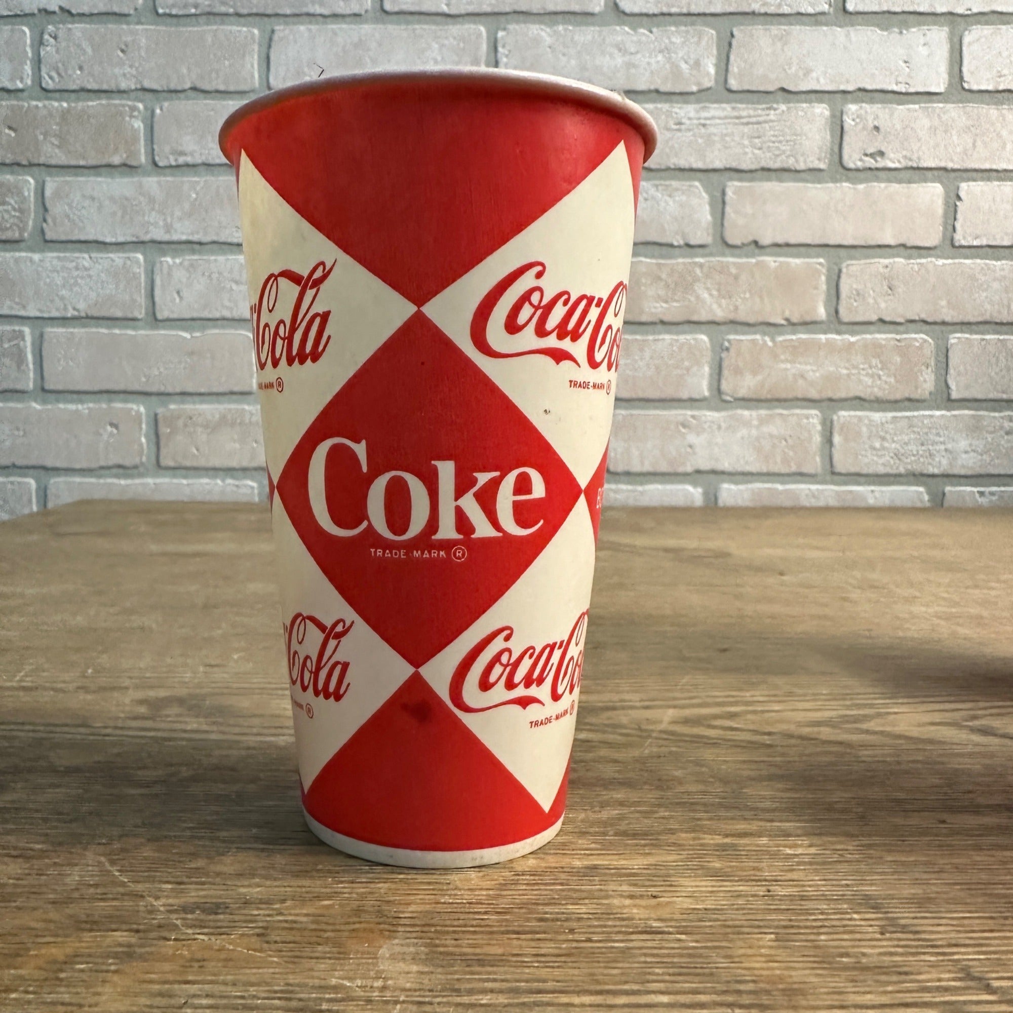 14oz Coca Cola Coke Diamond Design Paper Wax Cup Soda Promo Advertising