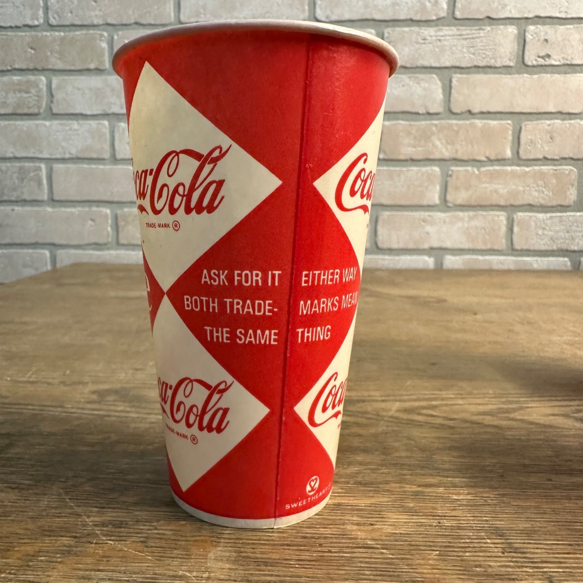 14oz Coca Cola Coke Diamond Design Paper Wax Cup Soda Promo Advertising