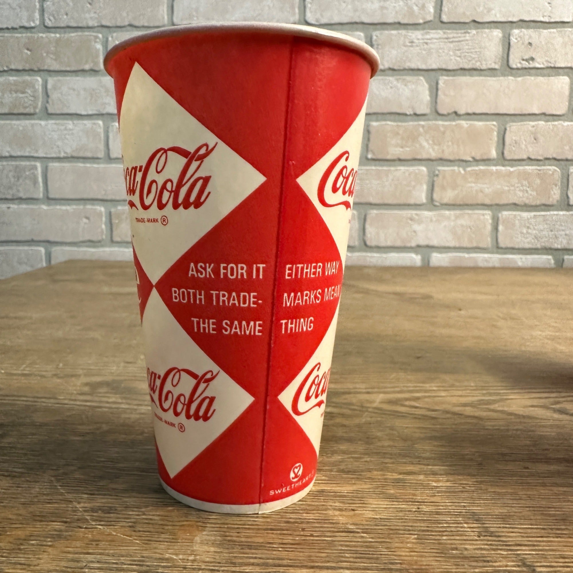 14oz Coca Cola Coke Diamond Design Paper Wax Cup Soda Promo Advertising