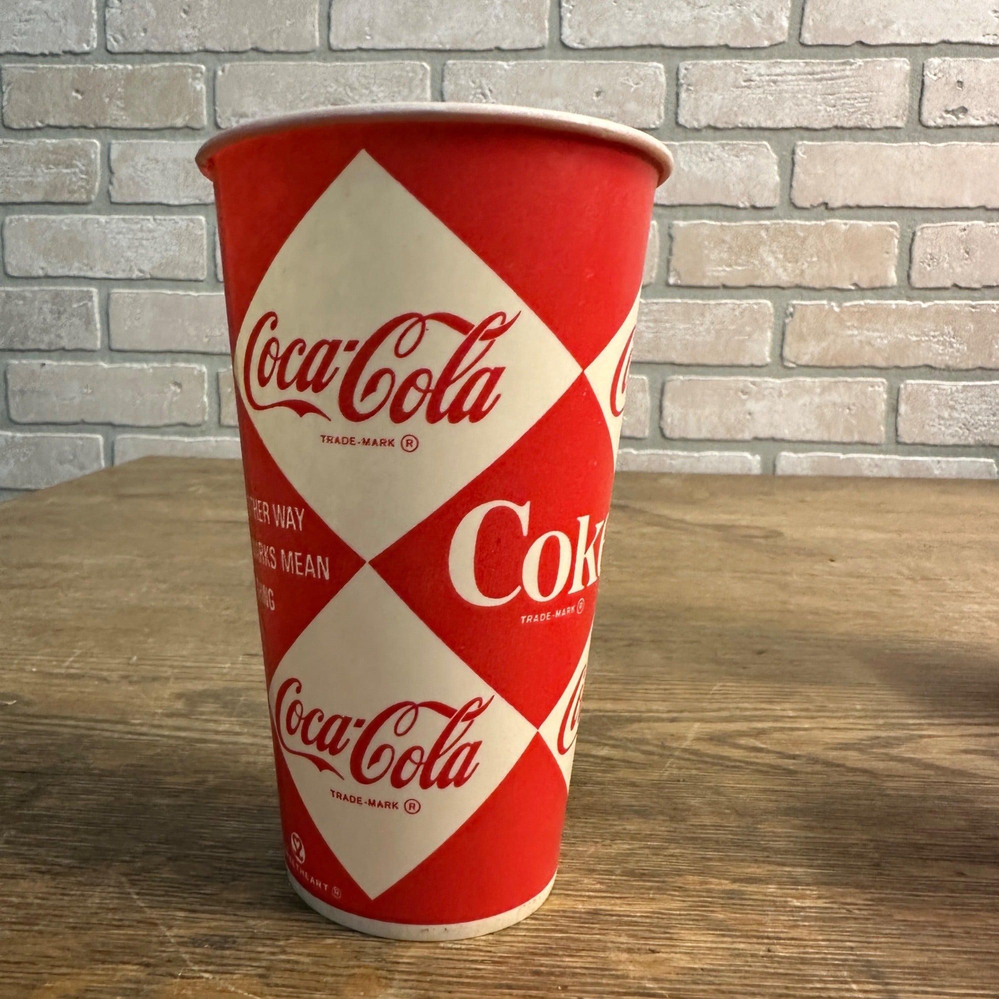 14oz Coca Cola Coke Diamond Design Paper Wax Cup Soda Promo Advertising