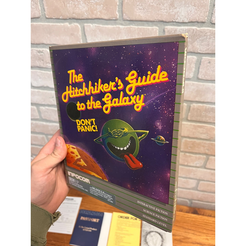 Hitchhiker's Guide to the Galaxy Infocom 1984 PC Big Box Near Complete Feelies