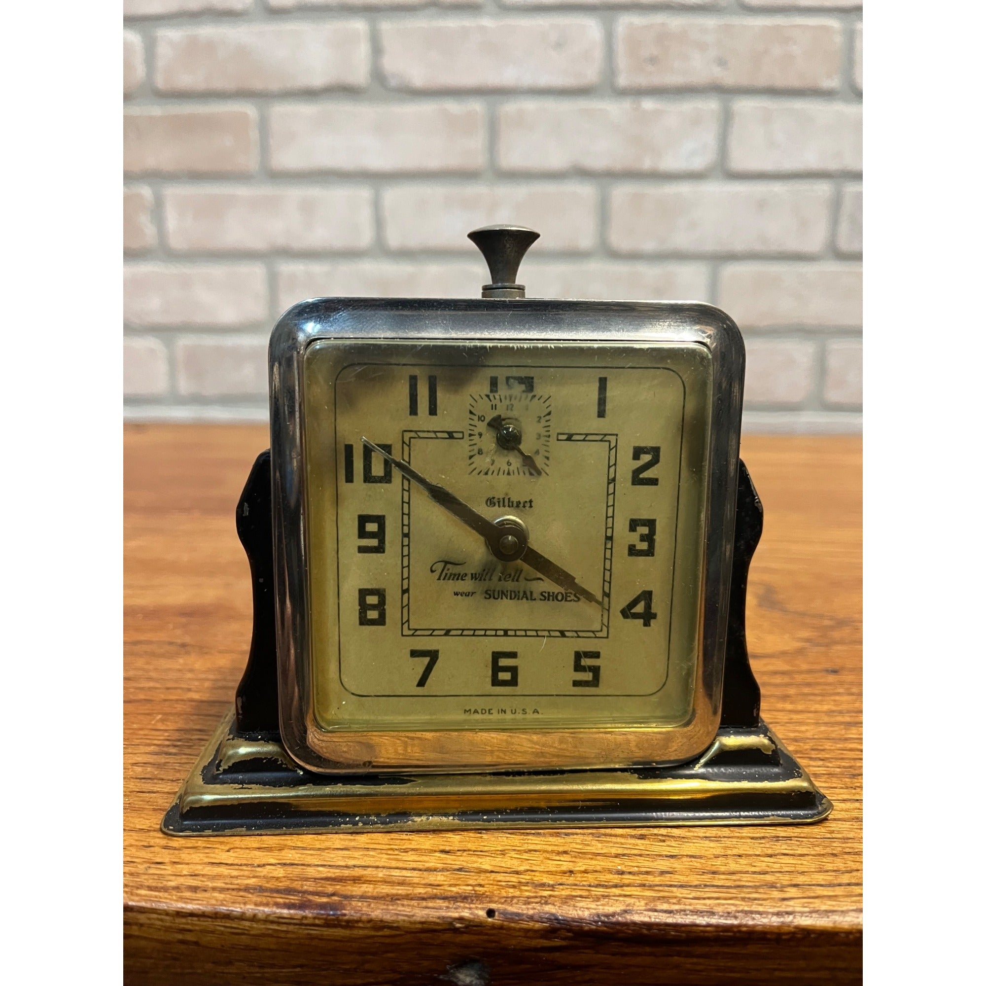 RARE Vintage 1930s Art Deco Gilbert Clock Sundial Shoes Advertising Sign