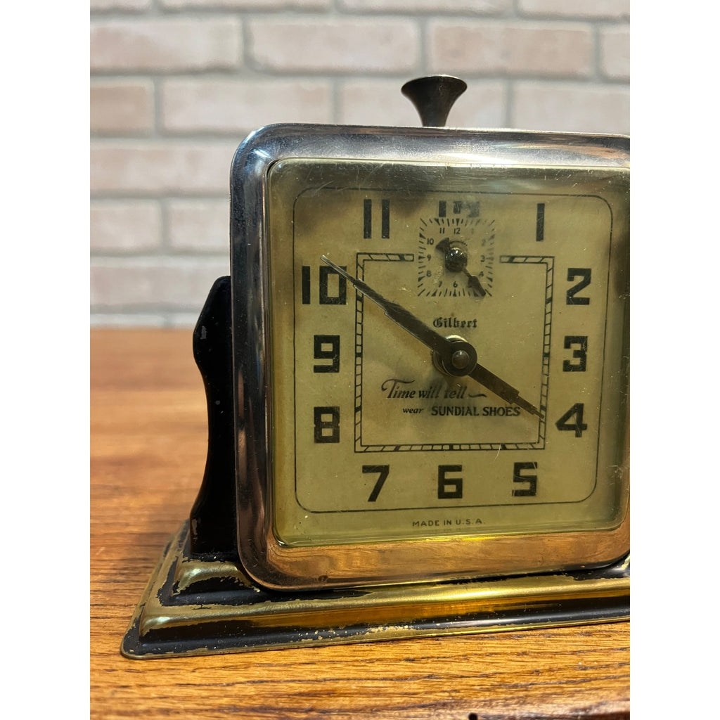 RARE Vintage 1930s Art Deco Gilbert Clock Sundial Shoes Advertising Sign