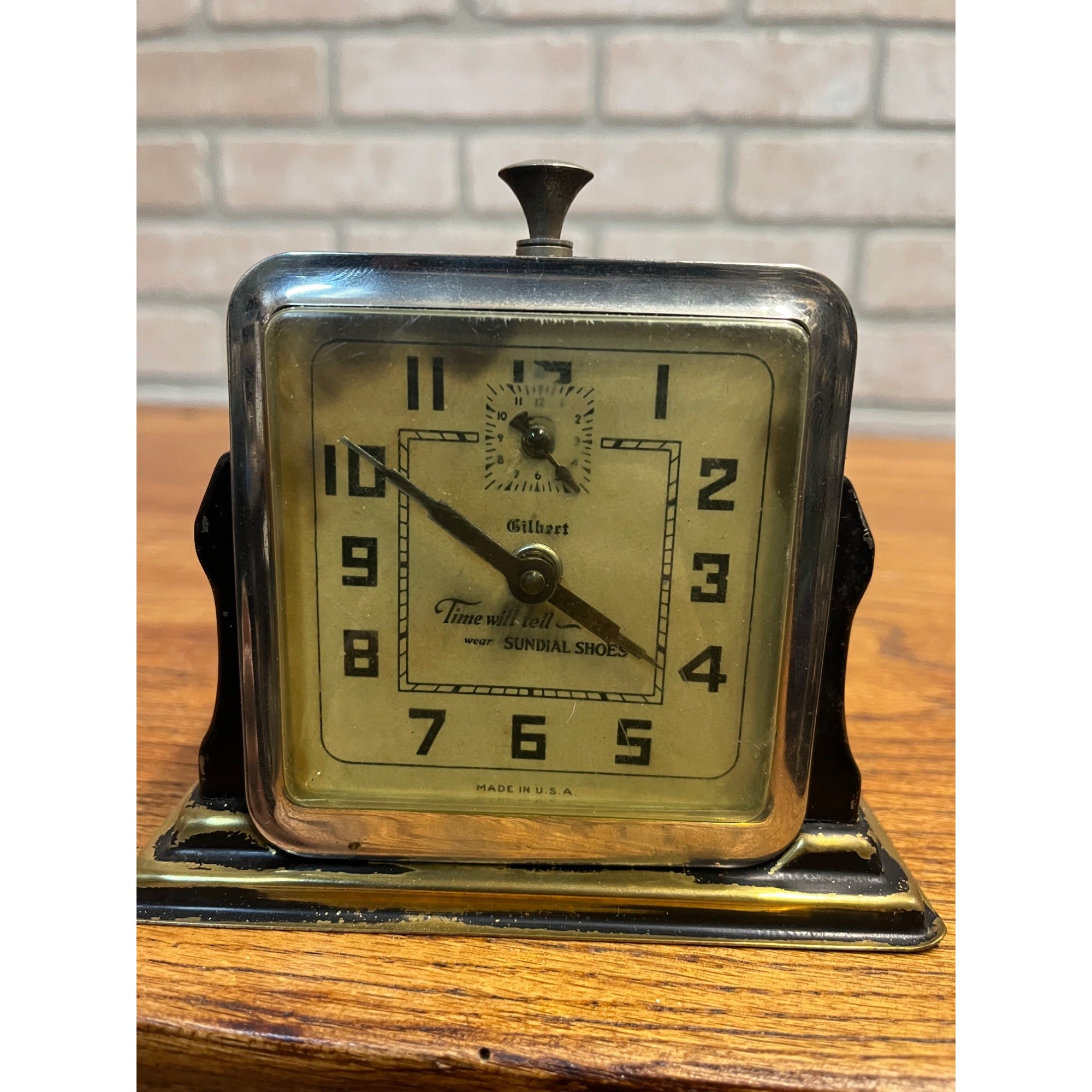 RARE Vintage 1930s Art Deco Gilbert Clock Sundial Shoes Advertising Sign