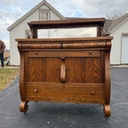 Beautiful Antique Tiger Oak Sideboard Buffet Mirrored Cabinet Empire Style