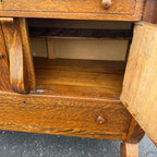 Beautiful Antique Tiger Oak Sideboard Buffet Mirrored Cabinet Empire Style