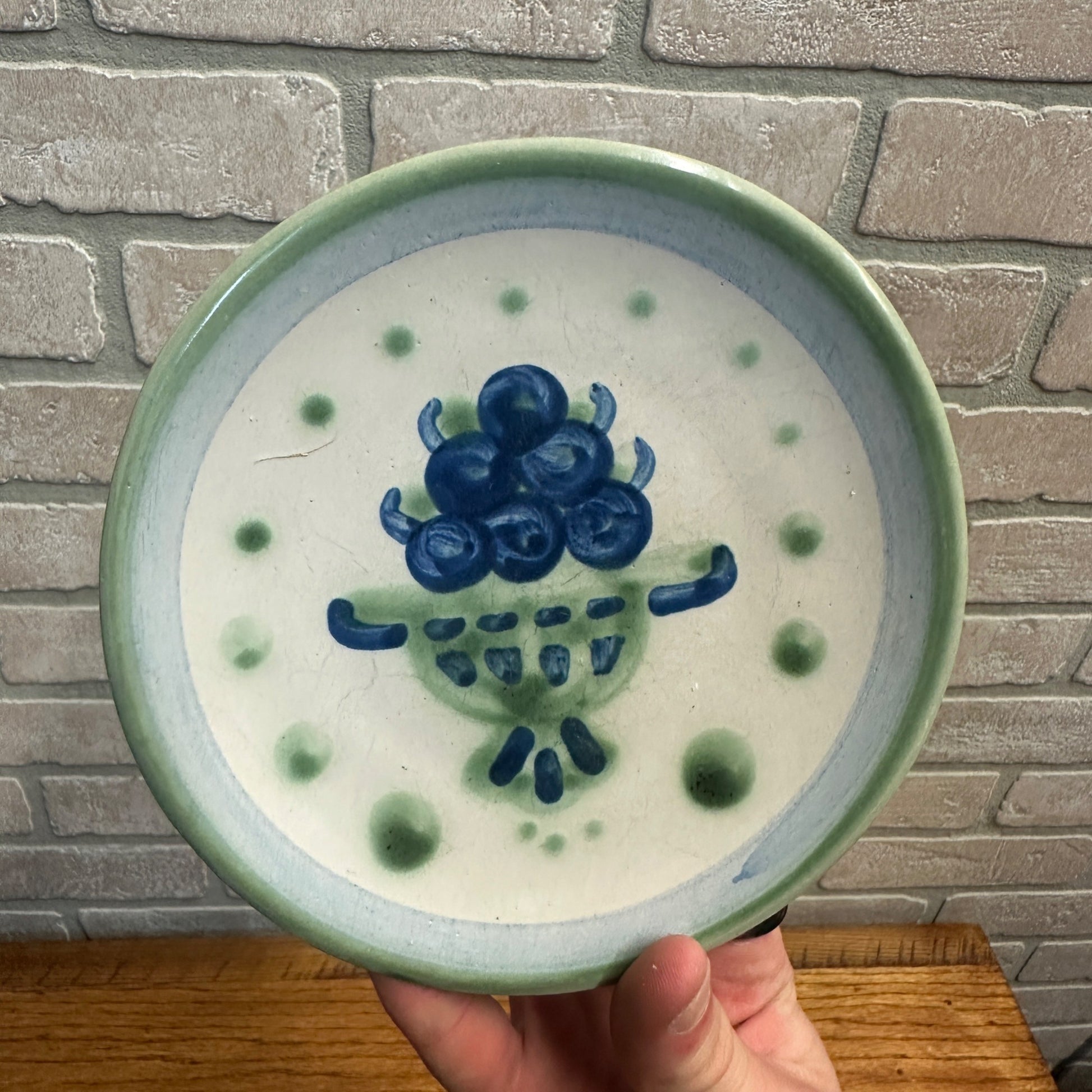 Vintage M.A. Hadley Art Pottery Small Dessert Plate 6" Dia Fruit Bowl