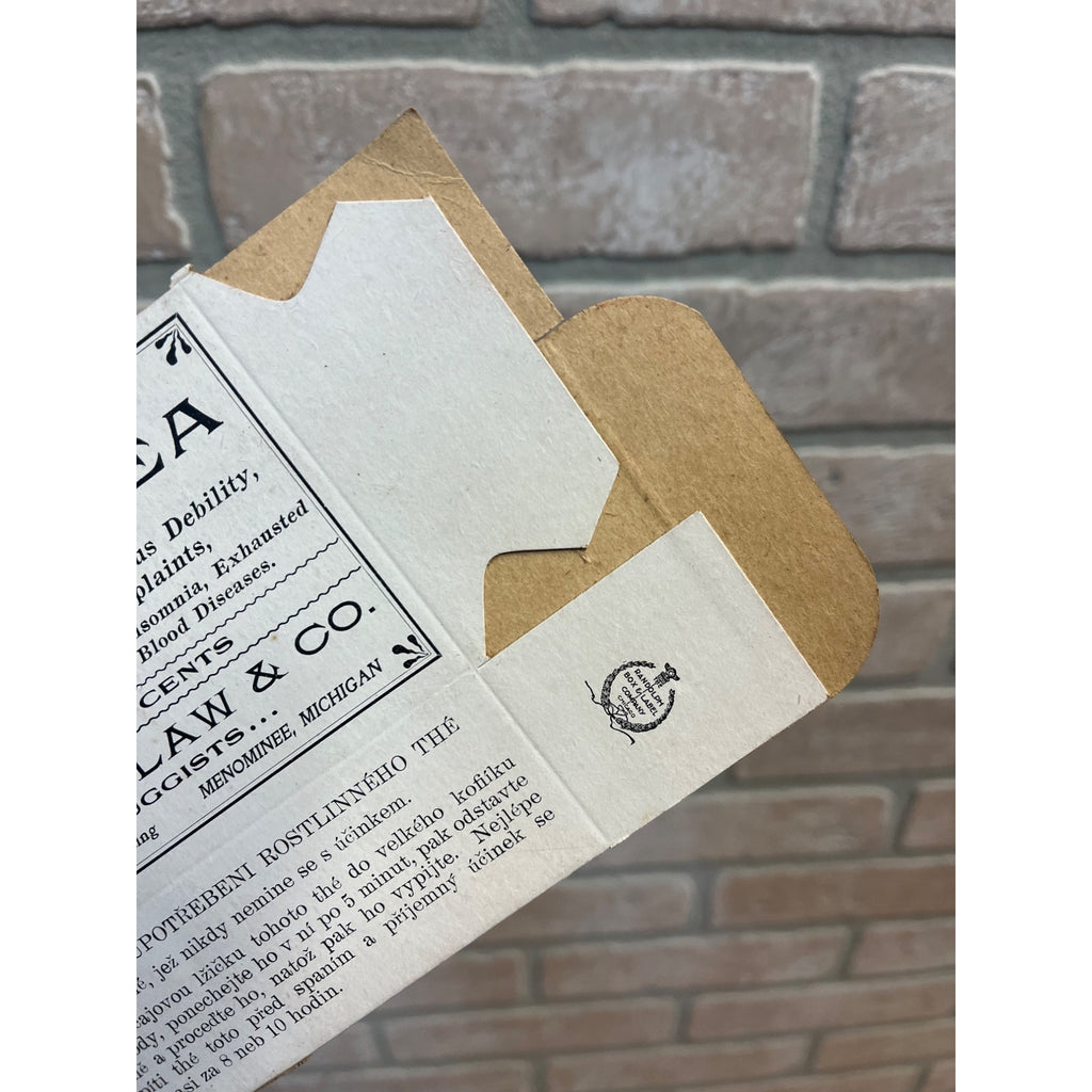 Original c1910s Charles H. Law Menominee Michigan Herb Tea Unused Box Advertising