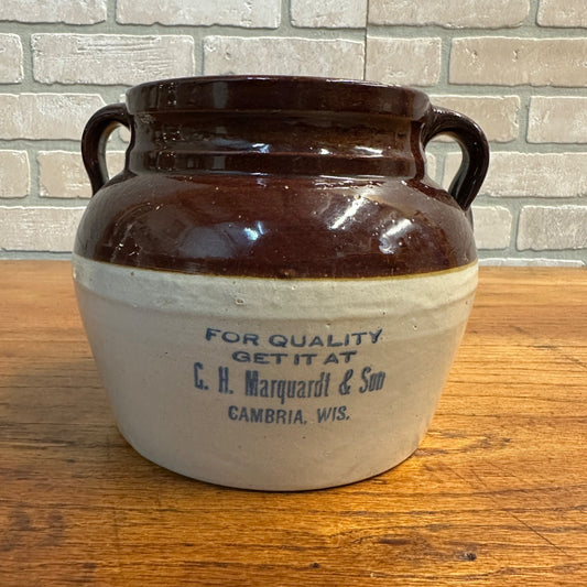 Red Wing Bean Pot Stoneware G. H. Marquardt & Son Cambria Wisconsin WI