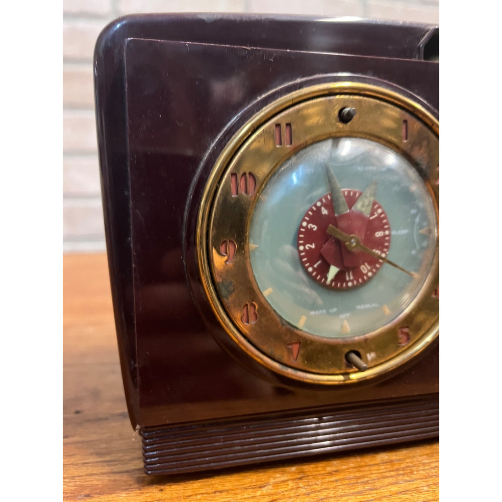 Vintage General Electric Model 516 Alarm Clock Tube Radio Brown - Parts/Repair