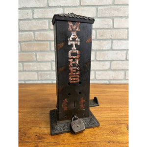 Antique Northwestern Boxed Matches Cast Iron Vending Machine Penny Coin-OP 1¢