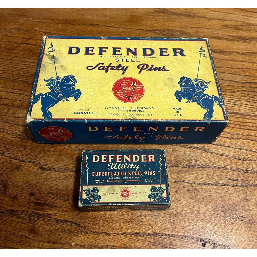 Vintage 1930s Defender Safety Pins Empty Store Display Boxes Advertising Oakville CT
