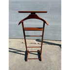 Vintage Wooden Rolling Valet Butler Suit Rack Stand - Brevettato Italy