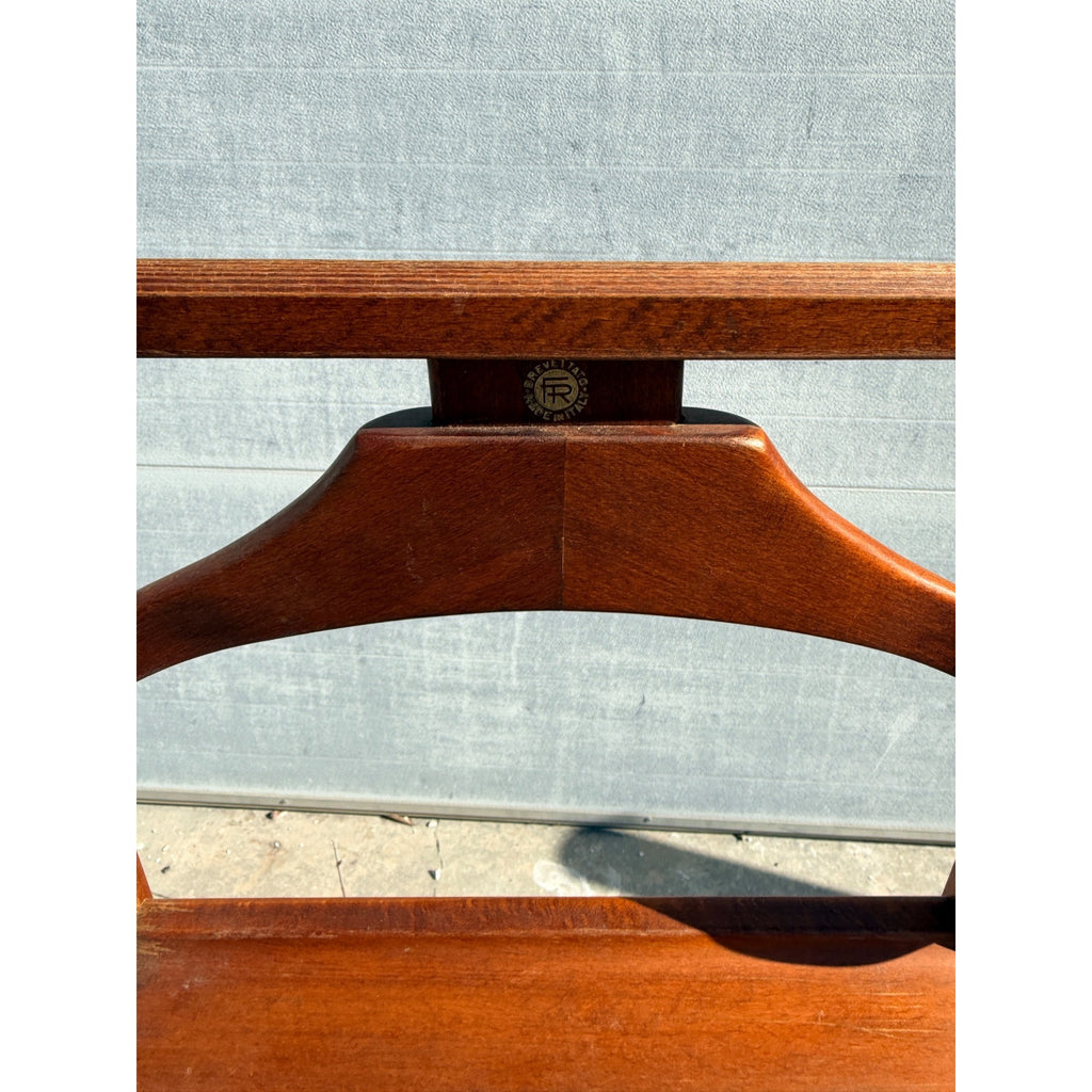 Vintage Wooden Rolling Valet Butler Suit Rack Stand - Brevettato Italy