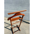 Vintage Wooden Rolling Valet Butler Suit Rack Stand - Brevettato Italy