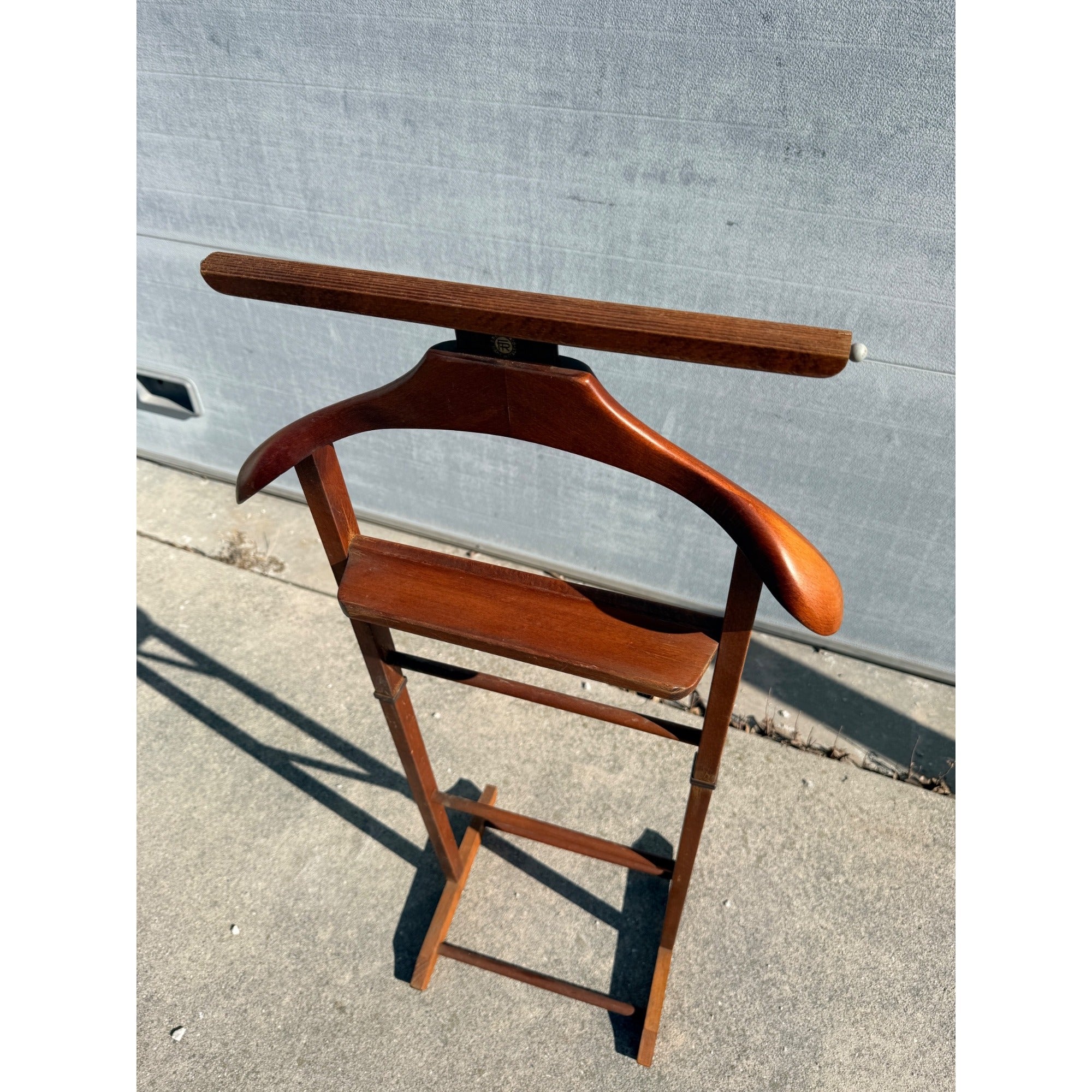 Vintage Wooden Rolling Valet Butler Suit Rack Stand - Brevettato Italy