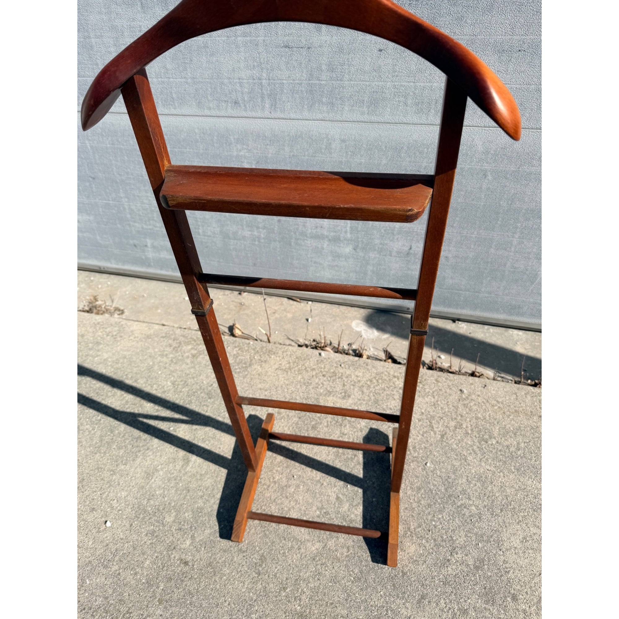 Vintage Wooden Rolling Valet Butler Suit Rack Stand - Brevettato Italy