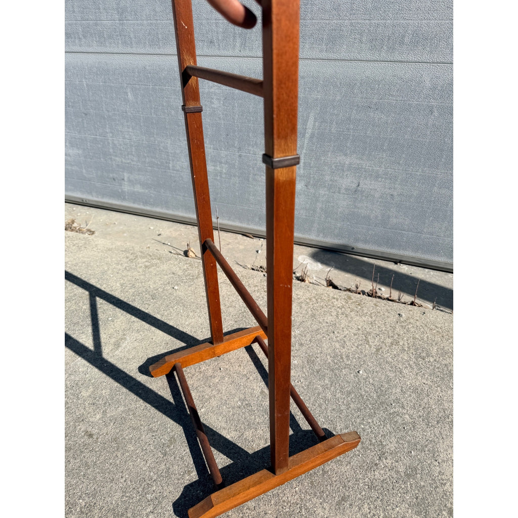 Vintage Wooden Rolling Valet Butler Suit Rack Stand - Brevettato Italy